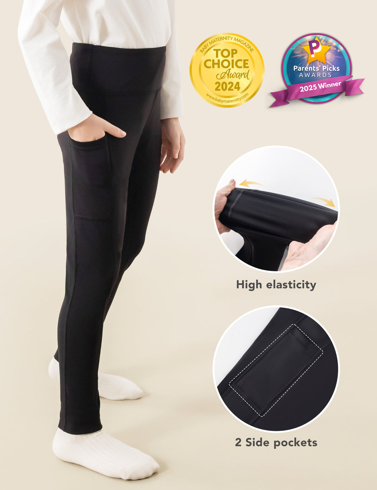 Legging Bersalin Kulit Tiruan HOFISH untuk Wanita Di Atas Perut Seluar Senaman Yoga Kehamilan Pinggang Tinggi