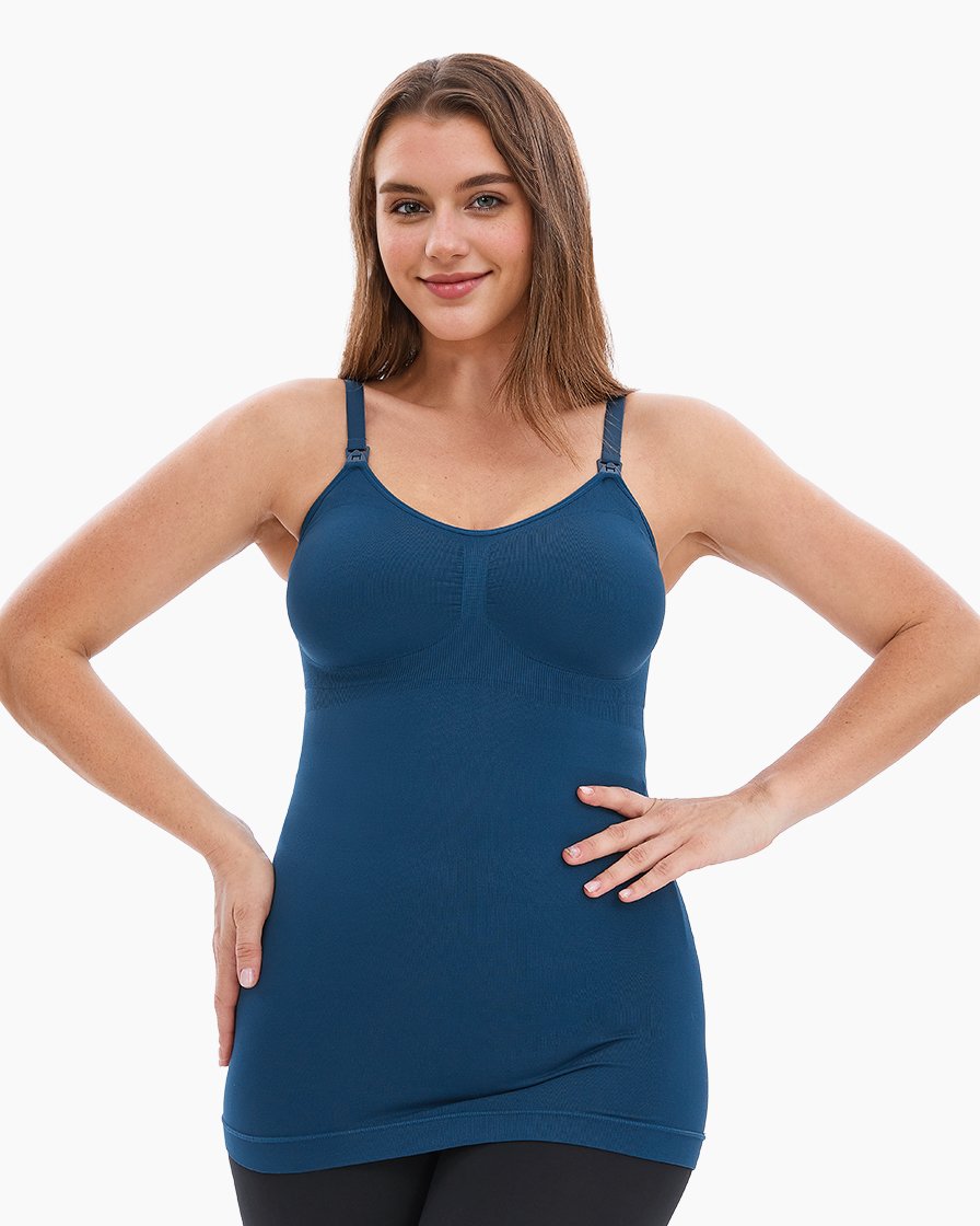 HOFISH Women's Seamless Maternity/Nursing Tank Tops with Built-in Bra Comfortable Stretch Camisole for Breastfeeding