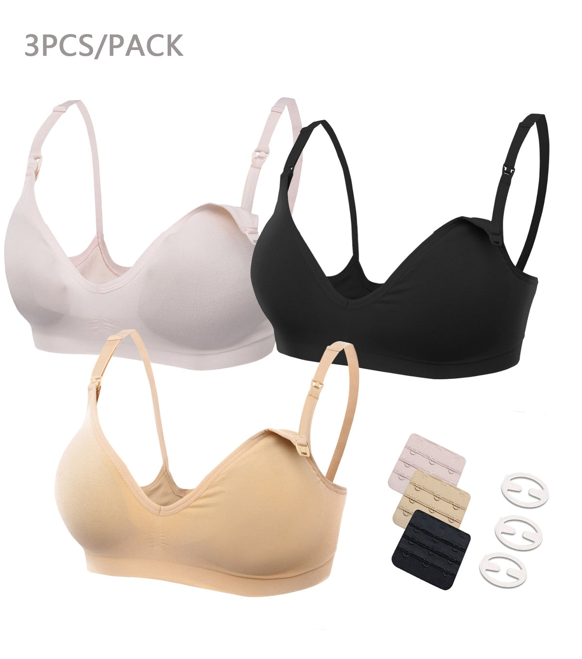 3 Pack Seamless Deep V Neck Push Up Nursing & Maternity Bras