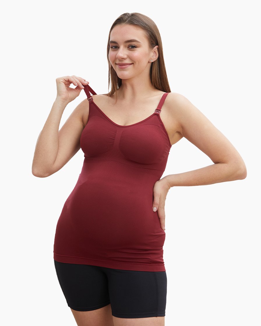HOFISH Women's Seamless Maternity/Nursing Tank Tops with Built-in Bra Comfortable Stretch Camisole for Breastfeeding