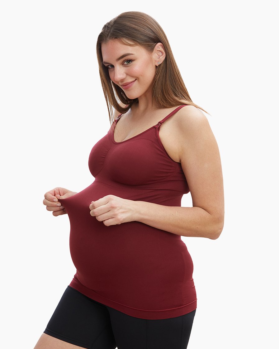 HOFISH Women's Seamless Maternity/Nursing Tank Tops with Built-in Bra Comfortable Stretch Camisole for Breastfeeding
