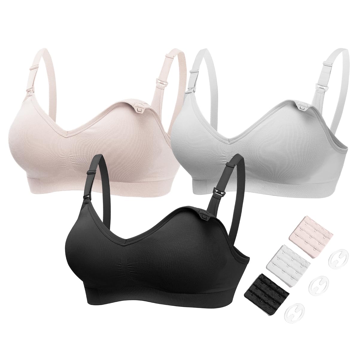3 Pack Seamless Deep V Neck Push Up Nursing & Maternity Bras