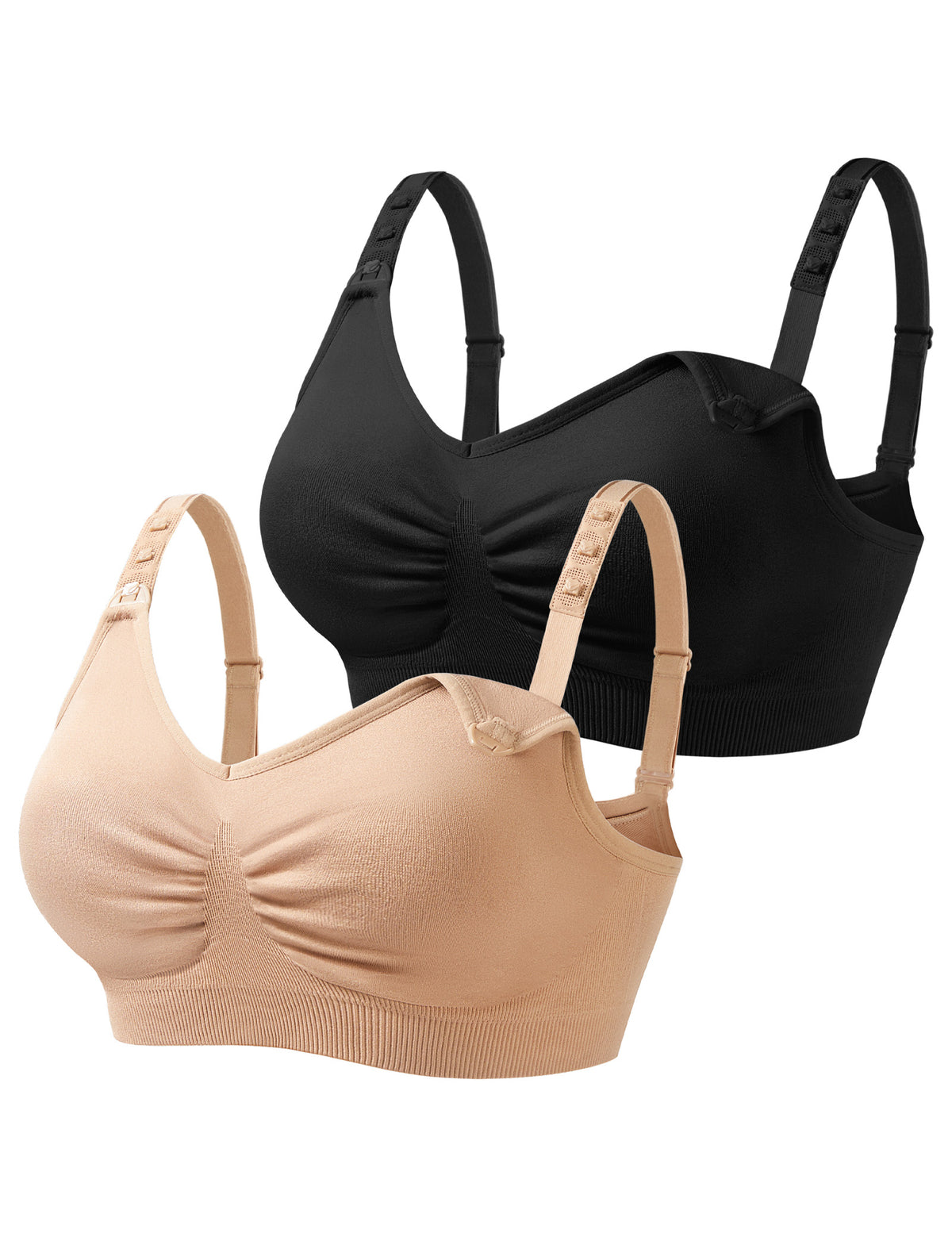 HOFISH 2 Pack Wire-Free Nursing Bra for Women - Triple Clips Space Lift Maternity Bra, Seamless Comfort for Breastfeeding
