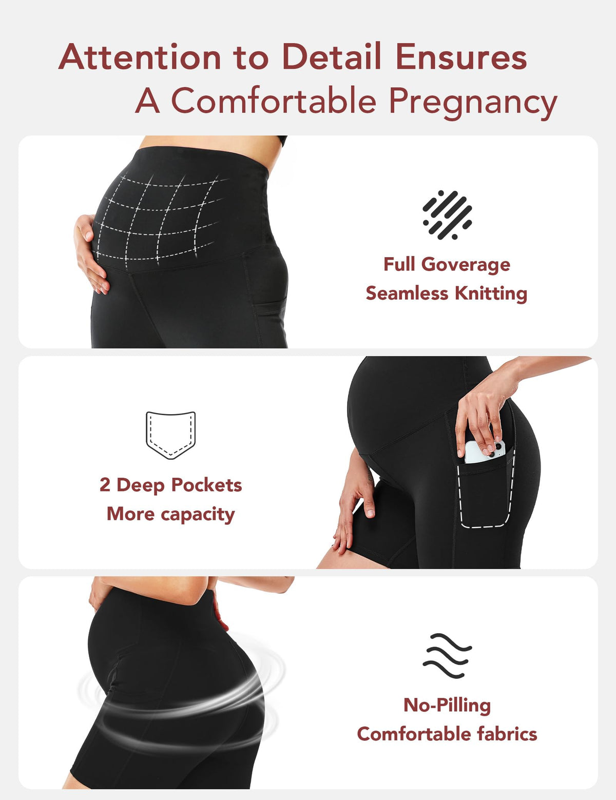 HOFISH Maternity Shorts for Women Over The Belly Pregancy Biker Shorts Workout Active Running Short Pants with Pockets