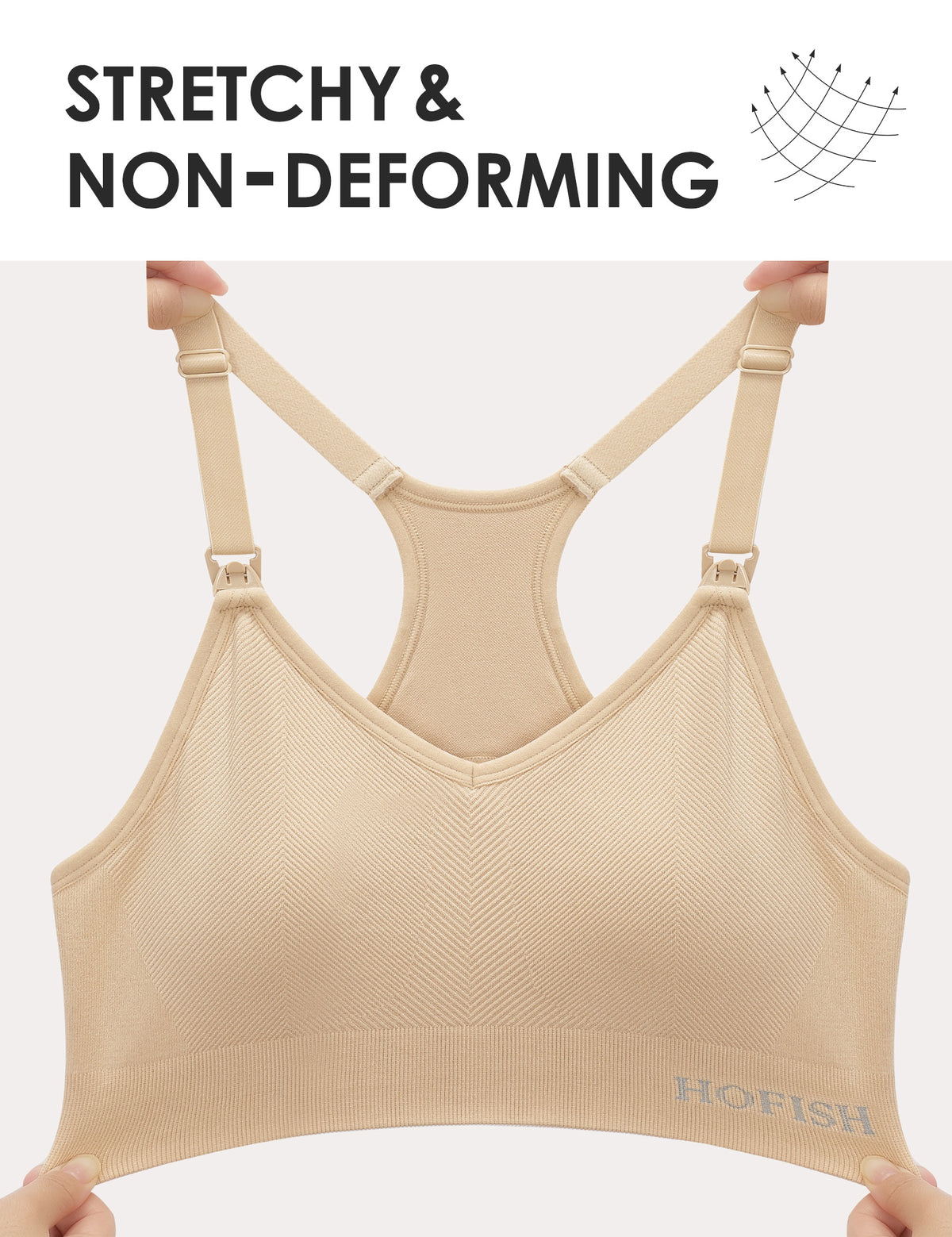 HOFISH Sokongan Lancar Bra Kejururawatan Berimpak Sederhana Bra Sukan Kejururawatan Bersalin Bra Penyusuan untuk Kehamilan Selepas Bersalin