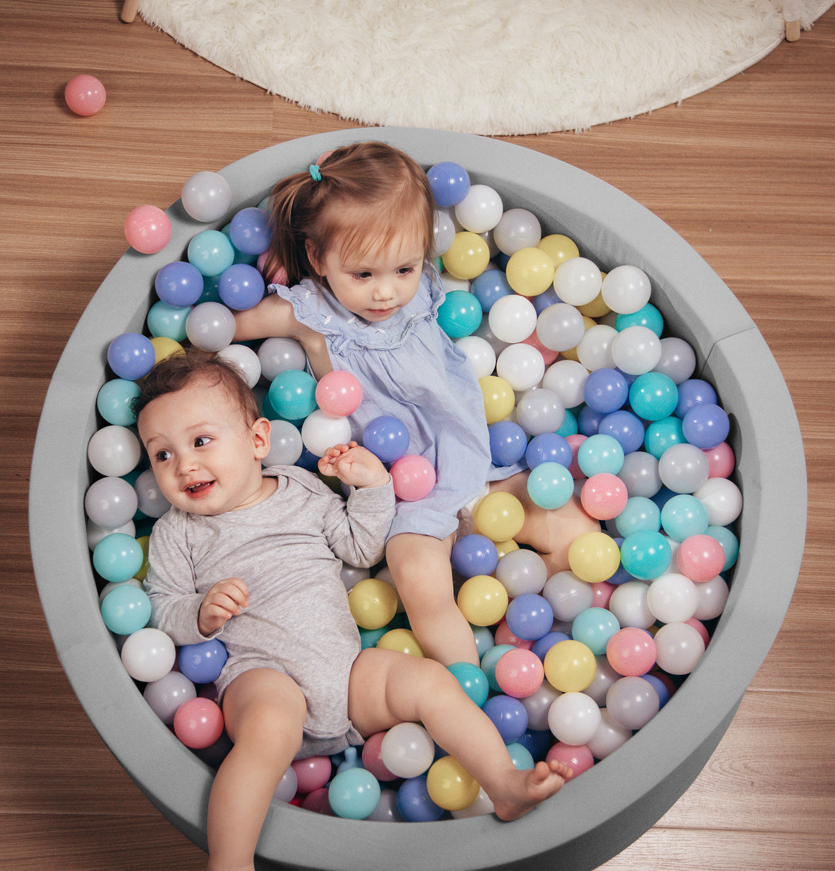 Foam Ball Pit for Toddler Children - (Balls NOT Included) Light Grey