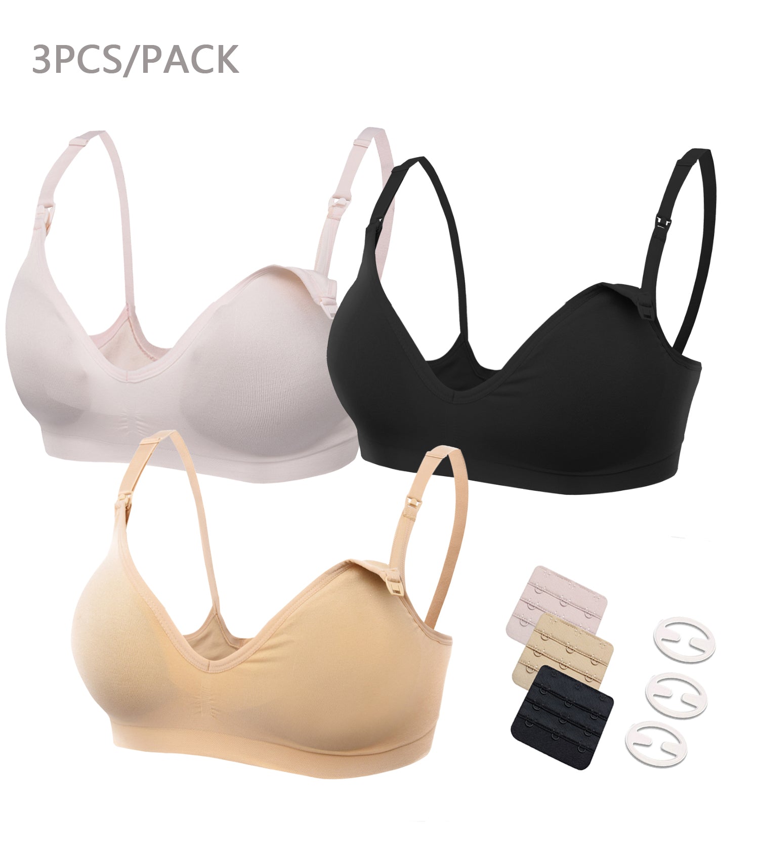 3 Pack Seamless Deep V Neck Push Up Nursing & Maternity Bras