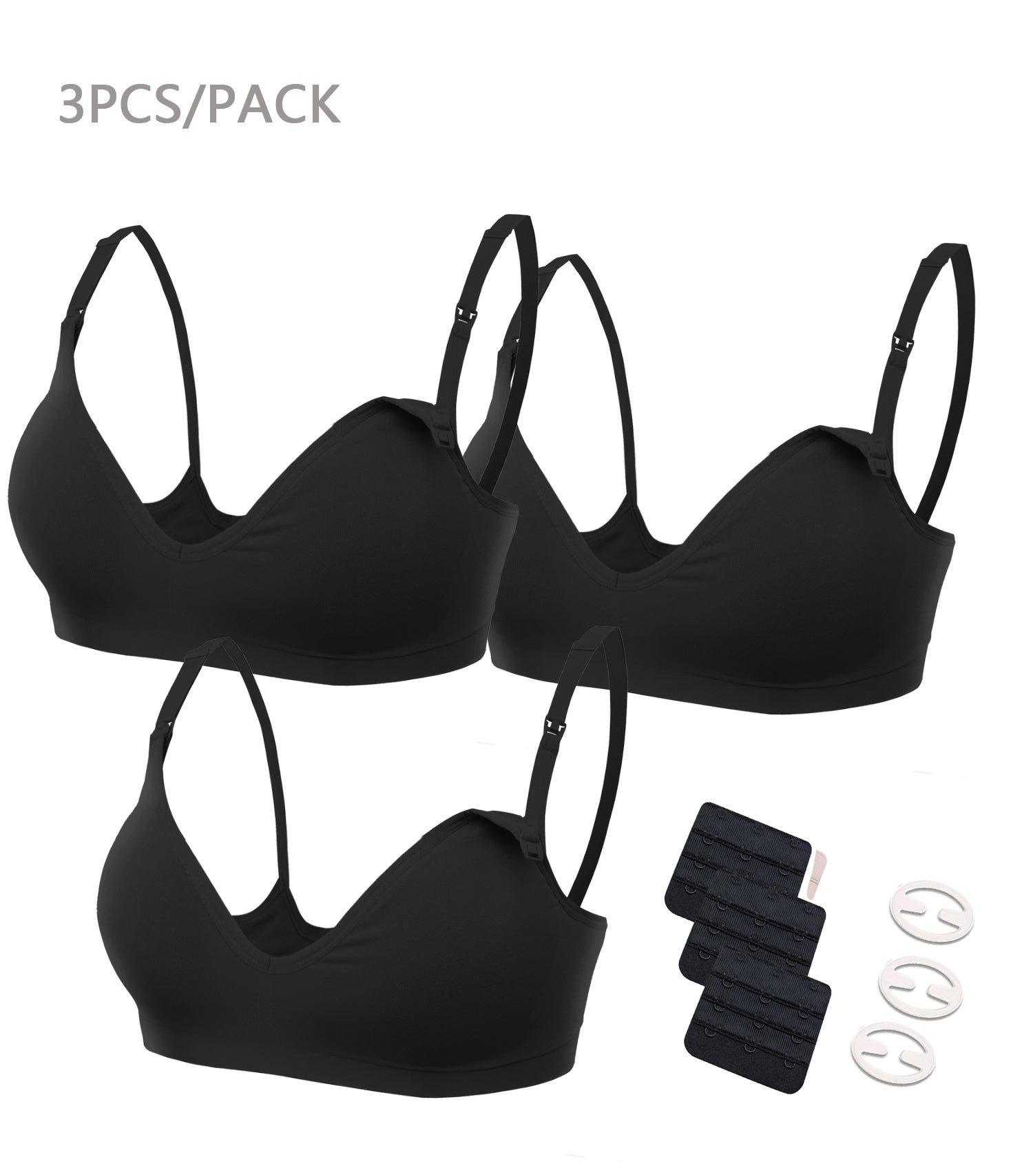 3 Pack Seamless Deep V Neck Push Up Nursing & Maternity Bras