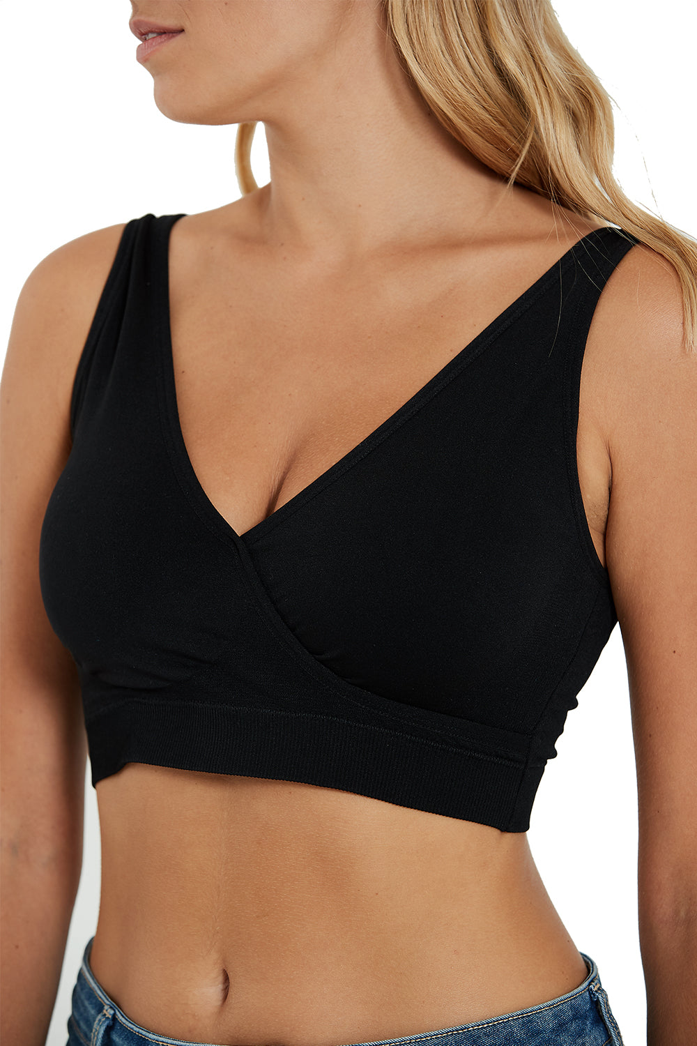 HOFISH Women's Seamless Wirefree Maternity Breastfeeding Bra Everyday Sleep Bra 3*black