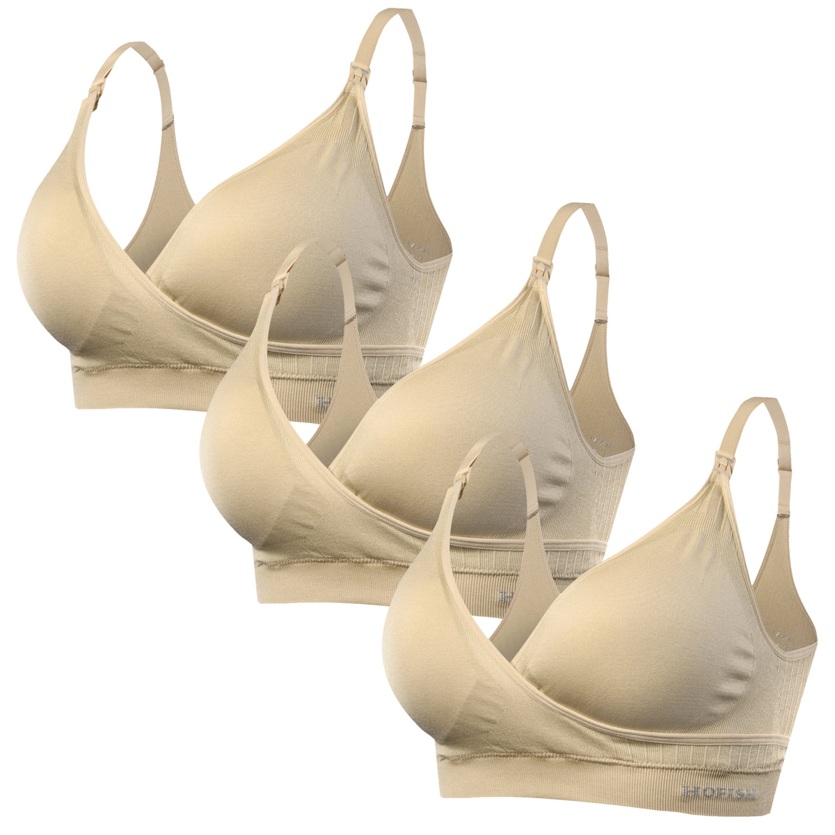 Pantented Design Women's Seamless Nursing Bras 3 Pack Beige
