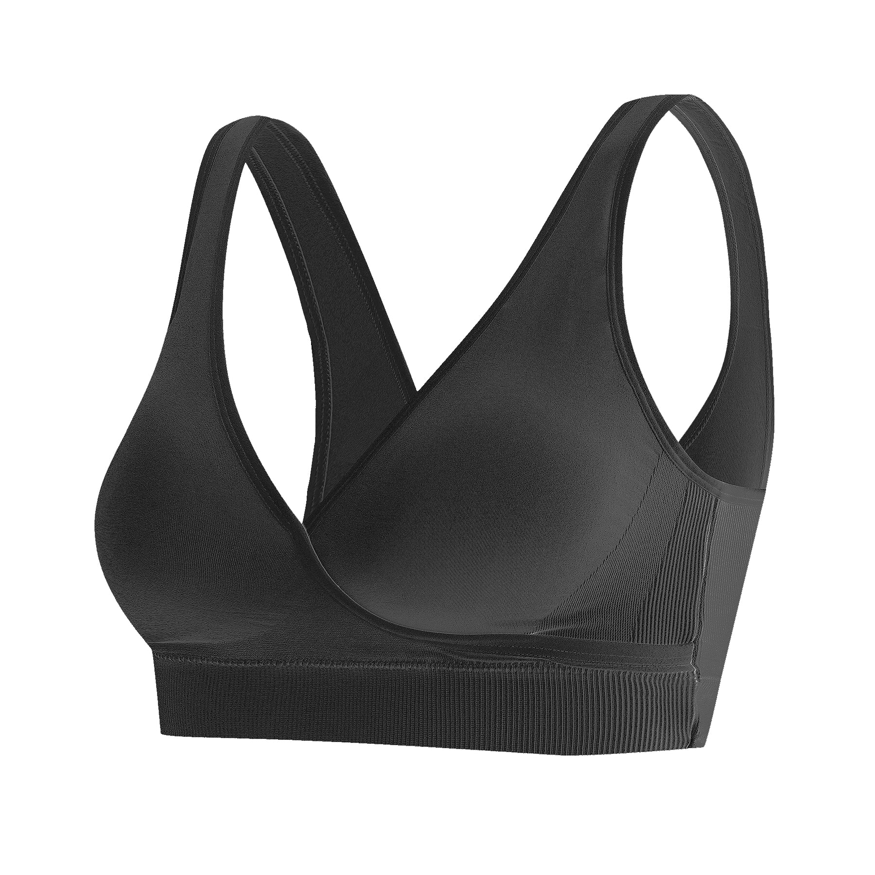 HOFISH Women's Seamless Wirefree Maternity Breastfeeding Bra Everyday Sleep Bra 3*black