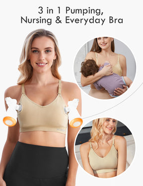 HOFISH Pumping Bra Hands Free Nursing Sports for Pregnancy Breastfeeding Women's Maternity & Adjustable Seamless