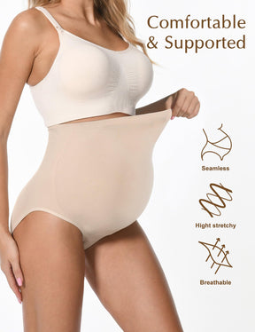 HOFISH Maternity Support Underwear for Women No Show Seamless Pregnancy Compression Shapewear Over Bump