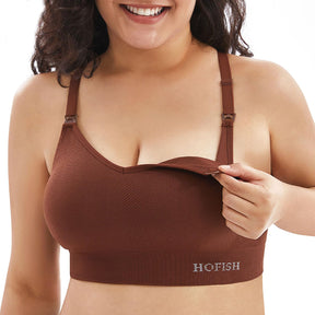 HOFISH Seamless Support Nursing Bra Medium Impact Maternity Nursing Sports Bras Breastfeeding Bra for Pregnancy Postpartum