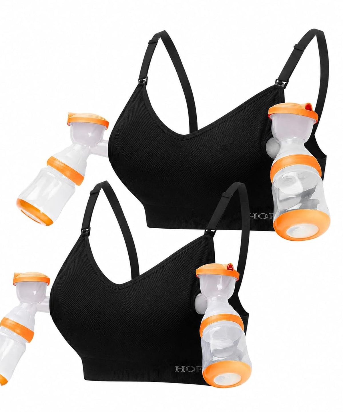 HOFISH Women's Seamless All-in-One Hands Free Pumping Bra Supportive Maternity Nursing & Everyday Bra