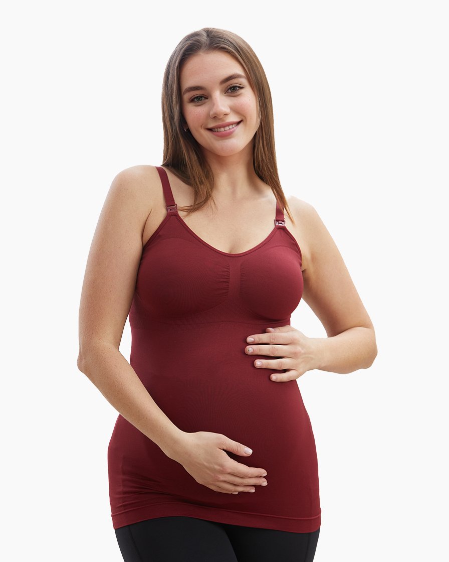 HOFISH Women's Seamless Maternity/Nursing Tank Tops with Built-in Bra Comfortable Stretch Camisole for Breastfeeding