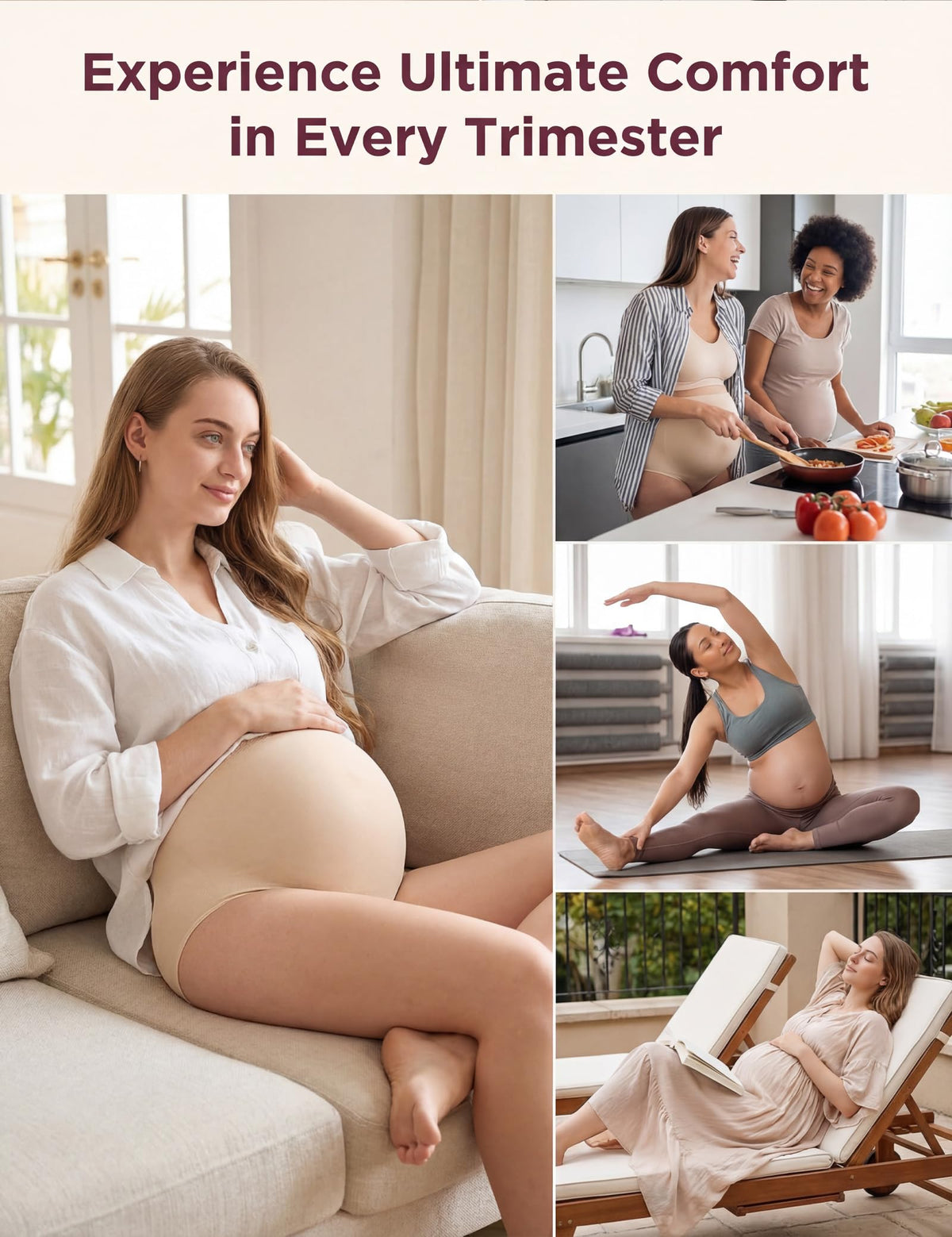 HOFISH Maternity Support Underwear for Women No Show Seamless Pregnancy Compression Shapewear Over Bump