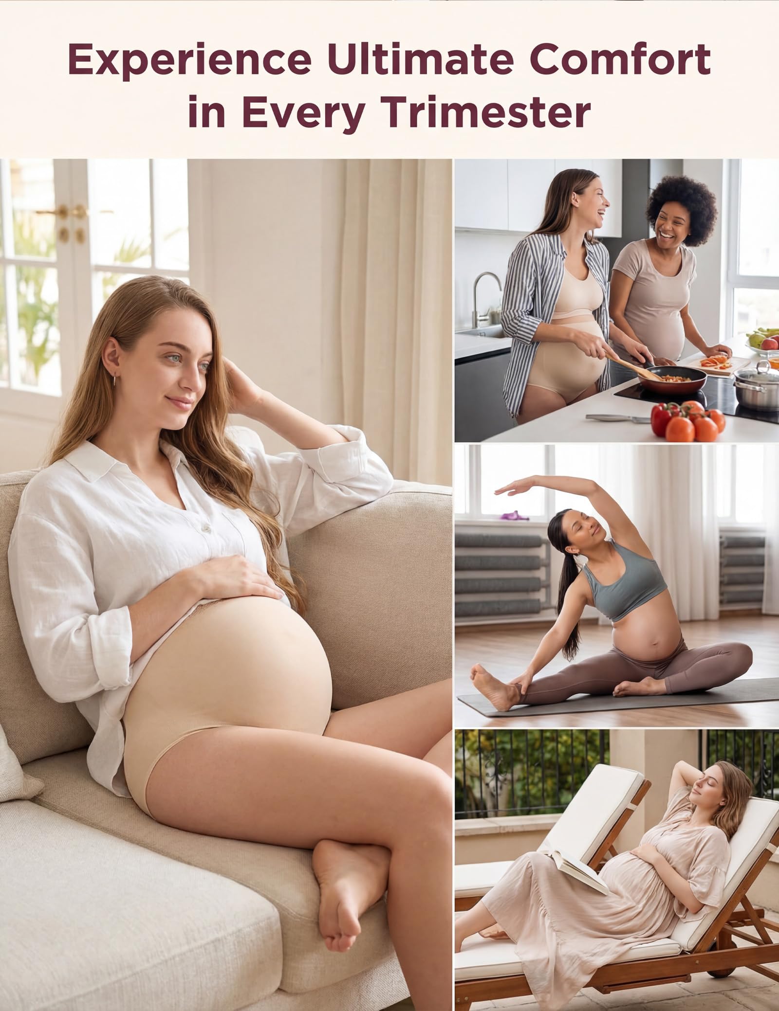HOFISH Maternity Support Underwear for Women No Show Seamless Pregnancy Compression Shapewear Over Bump