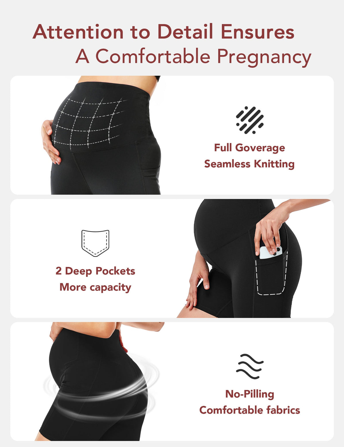 HOFISH Women's Maternity Yoga Shorts Over The Belly Active Summer Running Workout Pants Shorts Pockets