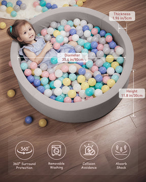 HOFISH Foam Ball Pit for Children Toddlers,Baby Playpen Pool Soft Round Designed Easy to Clean or Install,Ideal Gift Babies Infants Indoor and Outdoor Game- (Balls NOT Included)