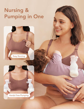 Pumping Bra Hands Free Zip Opening Design Seamless Nursing Bras for Breastfeeding High Support Nursing & Pumping Bra