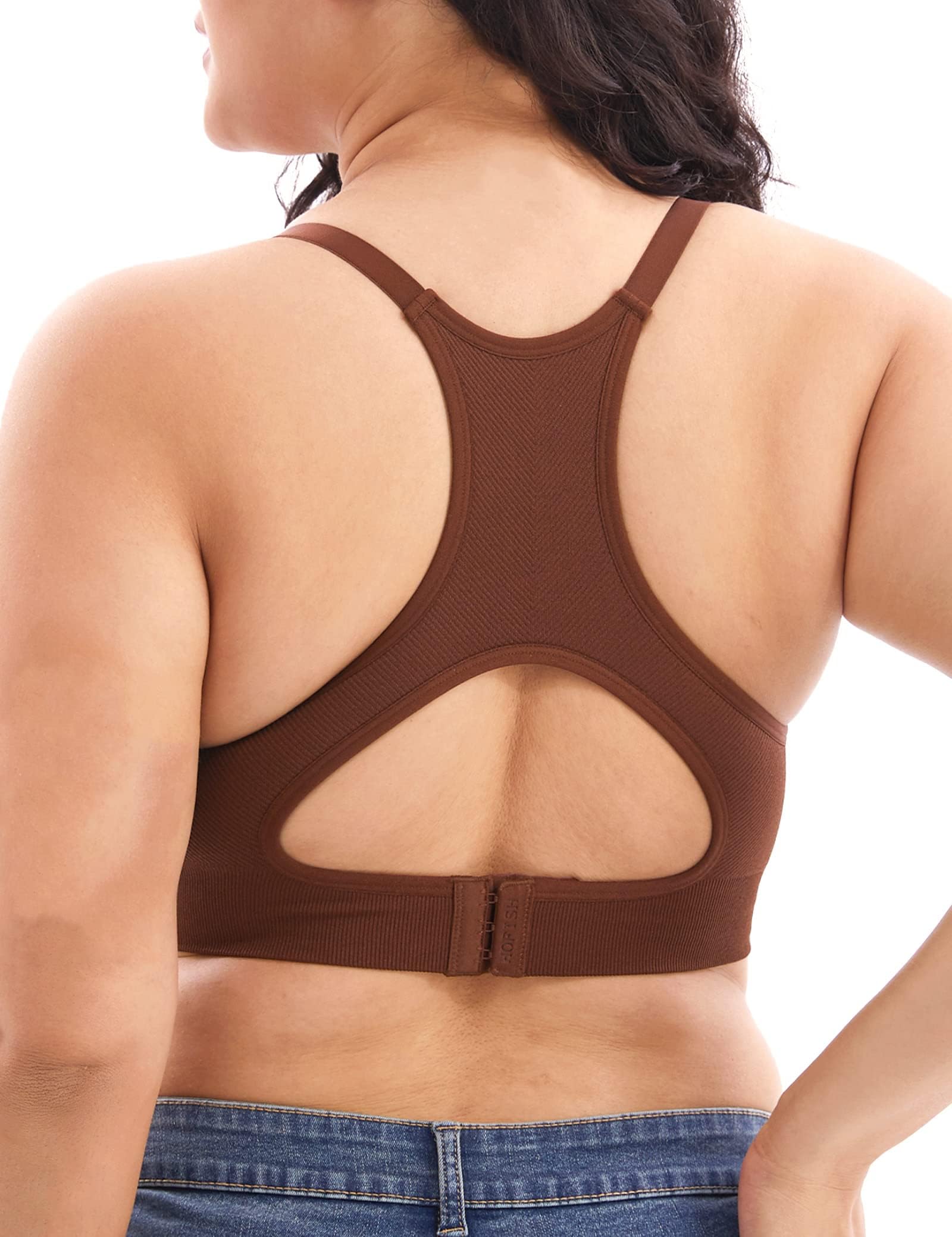 HOFISH Seamless Support Nursing Bra Medium Impact Maternity Nursing Sports Bras Breastfeeding Bra for Pregnancy Postpartum