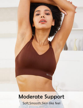 HOFISH Seamless Support Nursing Bra Medium Impact Maternity Nursing Sports Bras Breastfeeding Bra for Pregnancy Postpartum