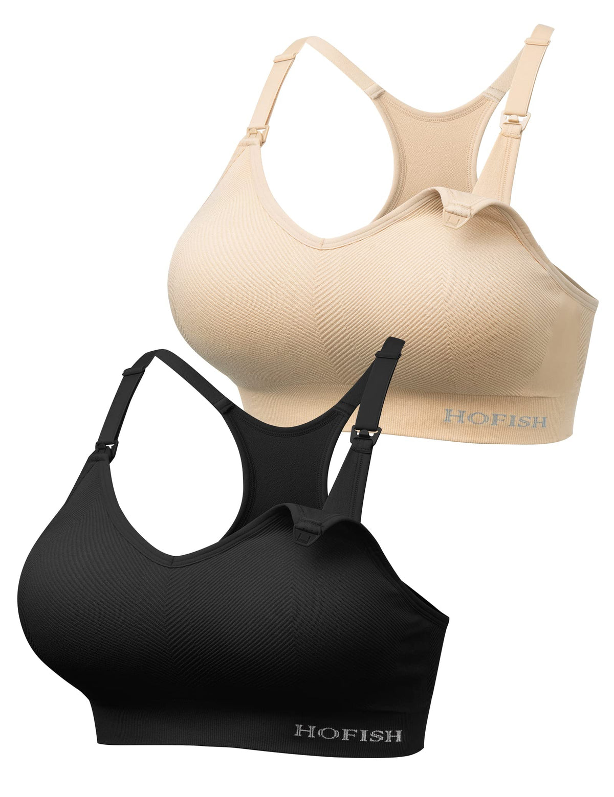 HOFISH Seamless Support Nursing Bra Medium Impact Maternity Nursing Sports Bras Breastfeeding Bra for Pregnancy Postpartum