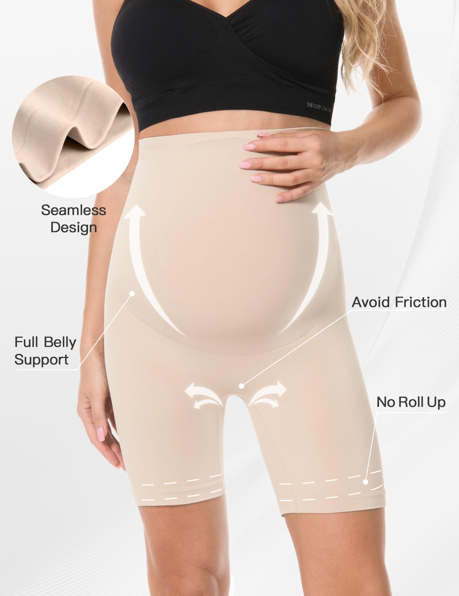HOFISH Maternity Support Underwear for Women No Show Seamless Pregnancy Compression Shapewear Over Bump