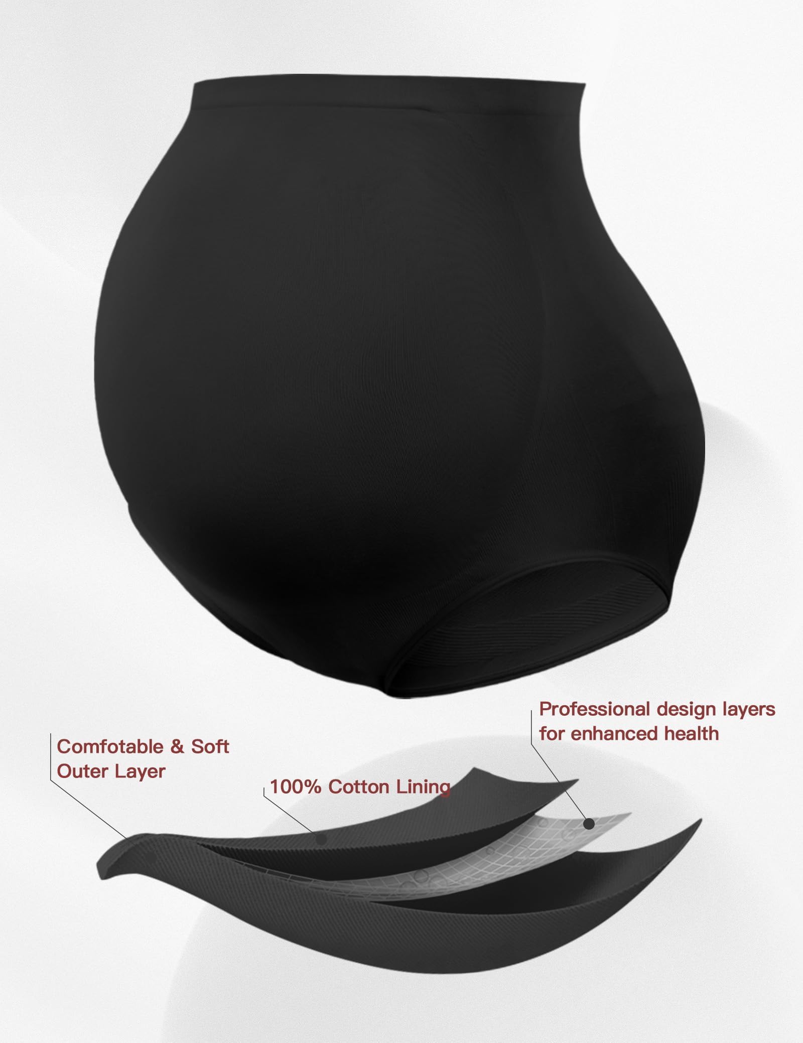 HOFISH Maternity Support Underwear for Women No Show Seamless Pregnancy Compression Shapewear Over Bump