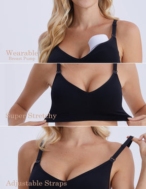 3 Pack Seamless Deep V Neck Push Up Nursing & Maternity Bras