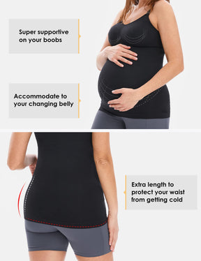 HOFISH Support Nursing Tank Tops for Breastfeeding, Comfort Stretch Maternity Camisoles