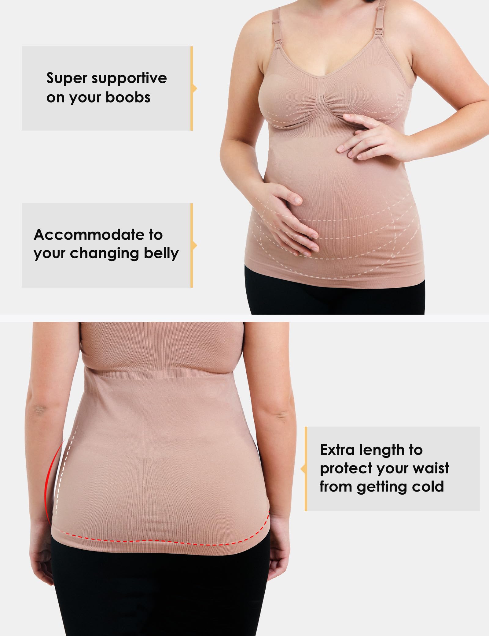 HOFISH Support Nursing Tank Tops for Breastfeeding, Comfort Stretch Maternity Camisoles