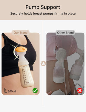 HOFISH Women's Seamless All-in-One Hands Free Pumping Bra Supportive Maternity Nursing & Everyday Bra
