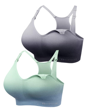 HOFISH Seamless Support Nursing Bra Medium Impact Maternity Nursing Sports Bras Breastfeeding Bra for Pregnancy Postpartum