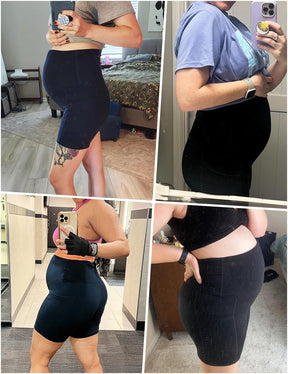 HOFISH Maternity Shorts for Women Over The Belly Pregancy Biker Shorts Workout Active Running Short Pants with Pockets