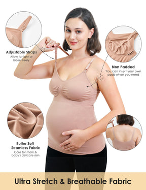 HOFISH Support Nursing Tank Tops for Breastfeeding, Comfort Stretch Maternity Camisoles