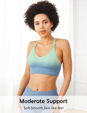 HOFISH Seamless Support Nursing Bra Medium Impact Maternity Nursing Sports Bras Breastfeeding Bra for Pregnancy Postpartum