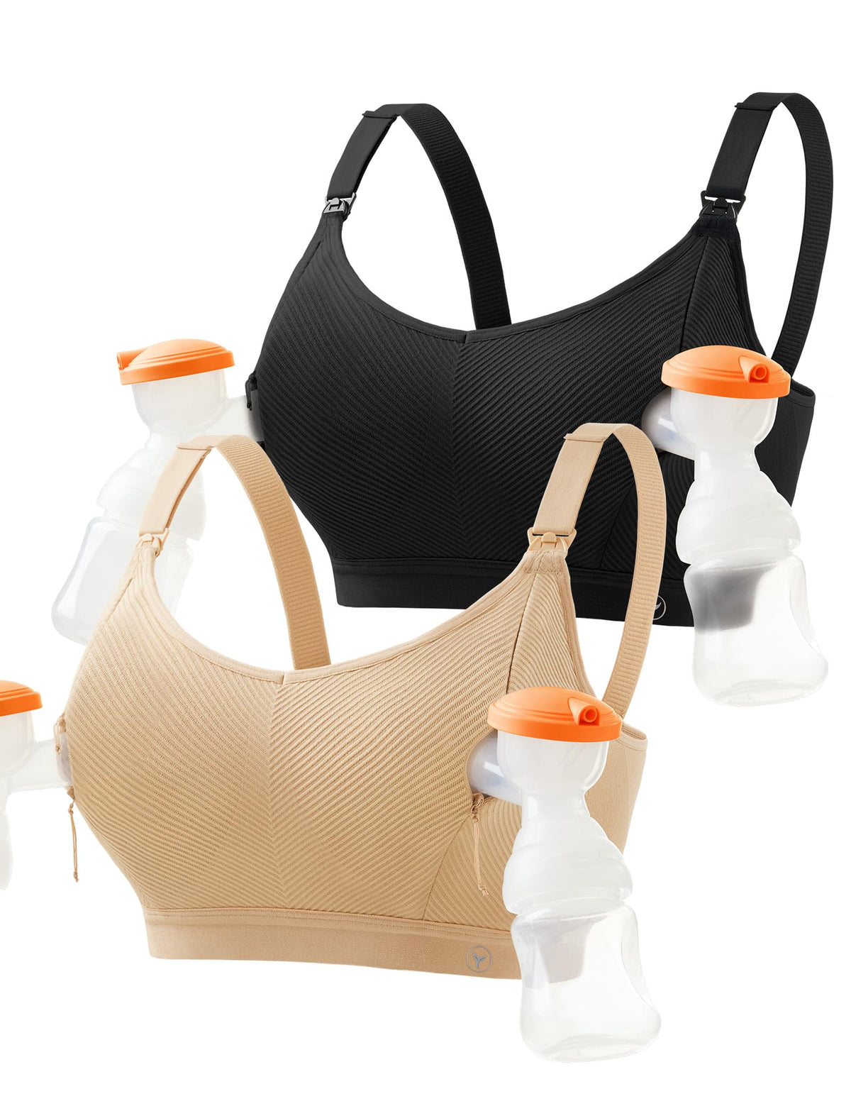 Pumping Bra Hands Free Zip Opening Design Seamless Nursing Bras for Breastfeeding High Support Nursing & Pumping Bra