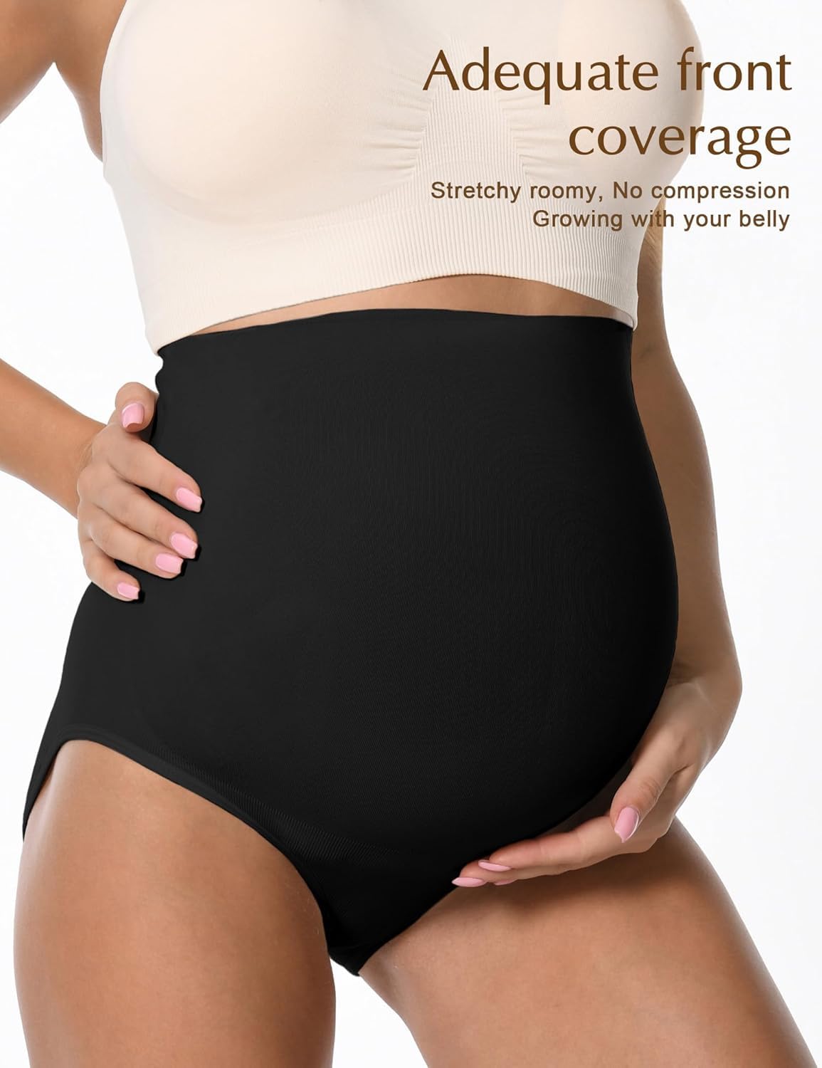 HOFISH Maternity Support Underwear for Women No Show Seamless Pregnancy Compression Shapewear Over Bump