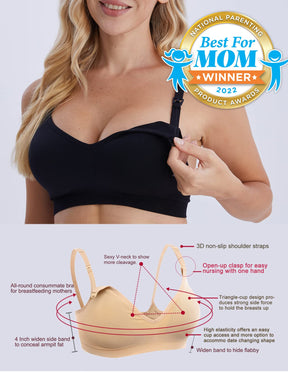 3 Pack Seamless Deep V Neck Push Up Nursing & Maternity Bras