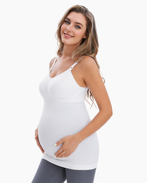 HOFISH Women's Seamless Maternity/Nursing Tank Tops with Built-in Bra Comfortable Stretch Camisole for Breastfeeding