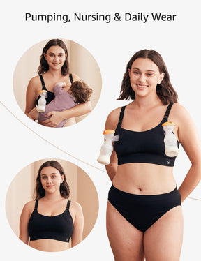 HOFISH Women's Seamless All-in-One Hands Free Pumping Bra Supportive Maternity Nursing & Everyday Bra