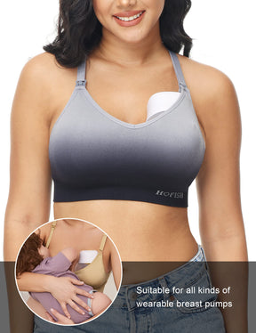 HOFISH Seamless Support Nursing Bra Medium Impact Maternity Nursing Sports Bras Breastfeeding Bra for Pregnancy Postpartum