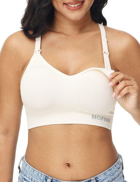 HOFISH Seamless Support Nursing Bra Medium Impact Maternity Nursing Sports Bras Breastfeeding Bra for Pregnancy Postpartum