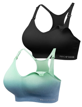 HOFISH Seamless Support Nursing Bra Medium Impact Maternity Nursing Sports Bras Breastfeeding Bra for Pregnancy Postpartum