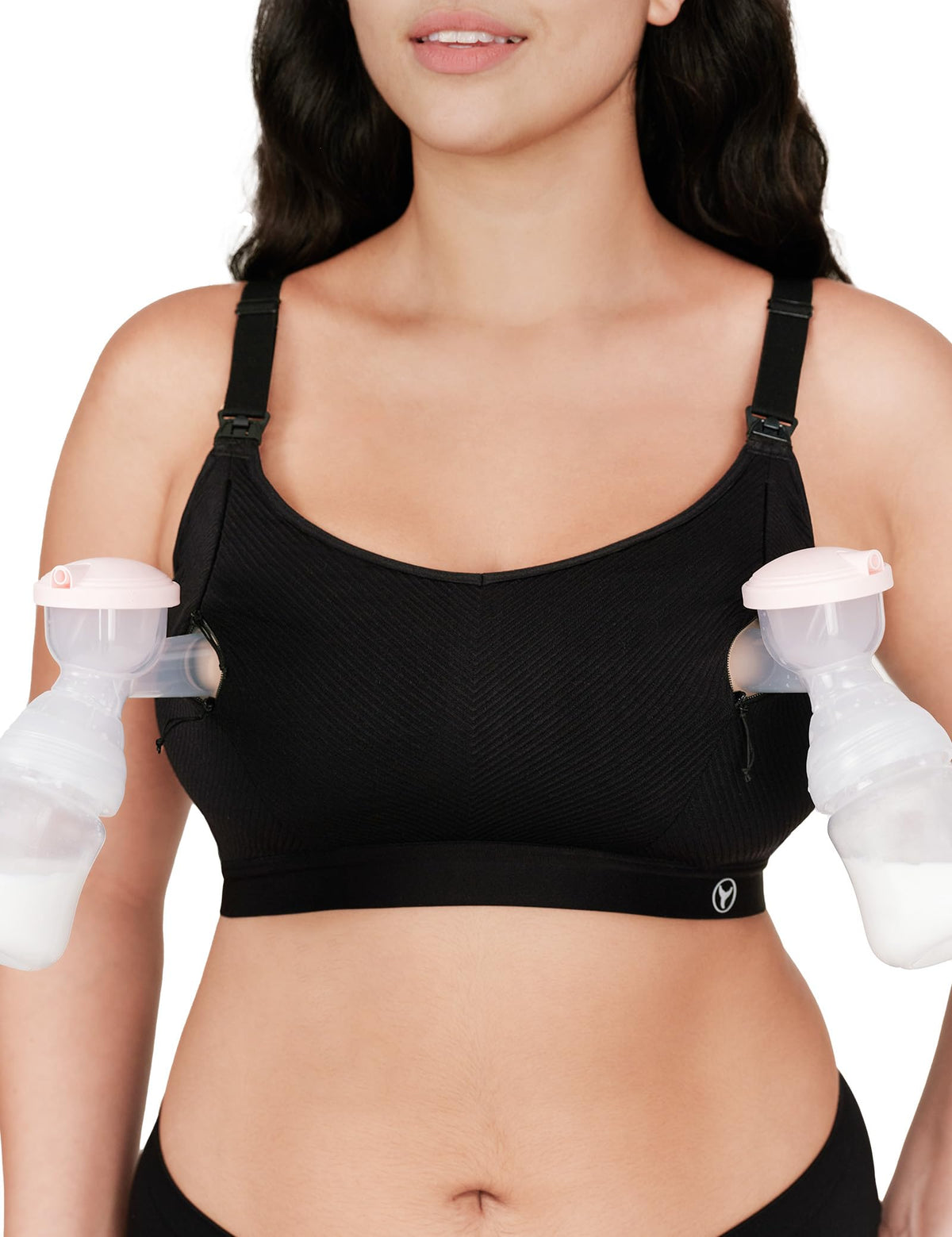 Pumping Bra Hands Free Zip Opening Design Seamless Nursing Bras for Breastfeeding High Support Nursing & Pumping Bra
