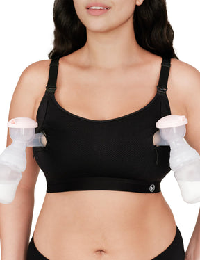 Pumping Bra Hands Free Zip Opening Design Seamless Nursing Bras for Breastfeeding High Support Nursing & Pumping Bra