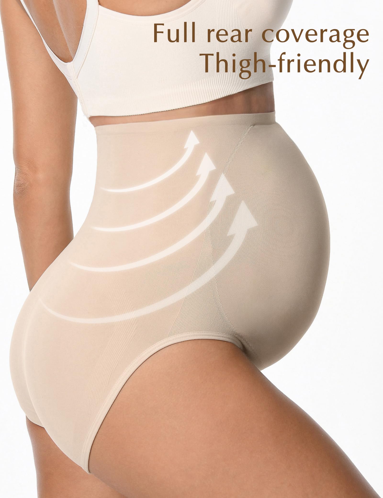HOFISH Maternity Support Underwear for Women No Show Seamless Pregnancy Compression Shapewear Over Bump