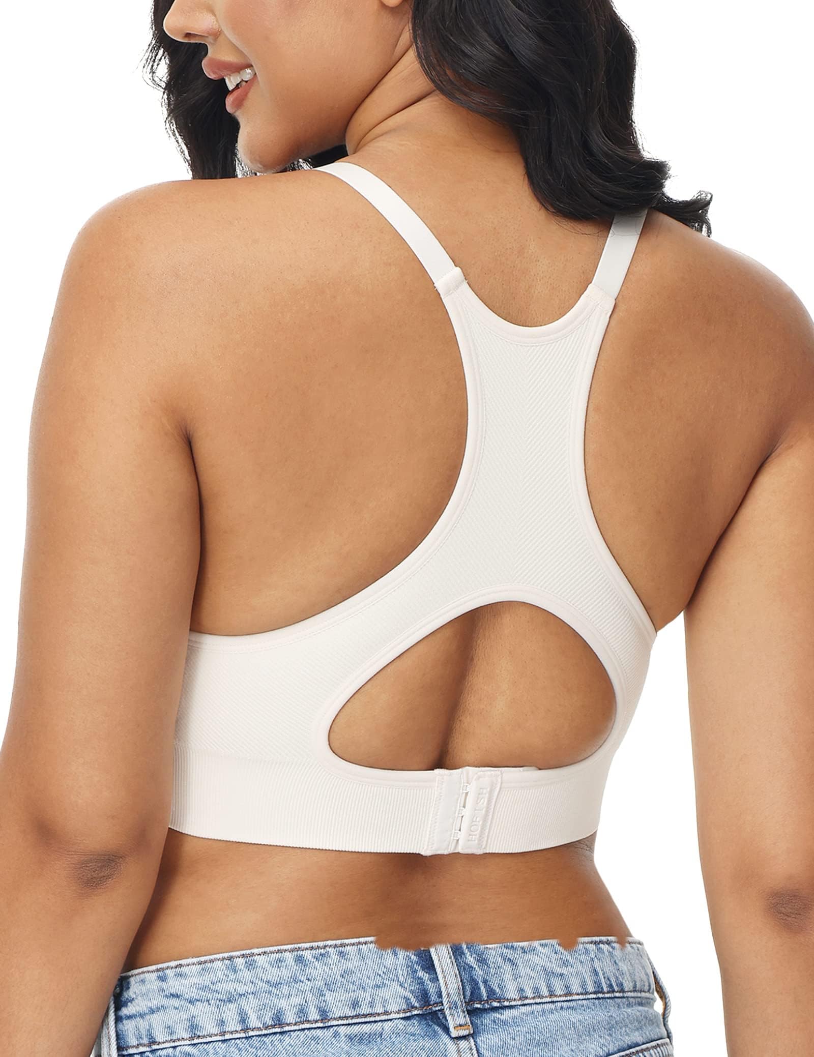 HOFISH Seamless Support Nursing Bra Medium Impact Maternity Nursing Sports Bras Breastfeeding Bra for Pregnancy Postpartum